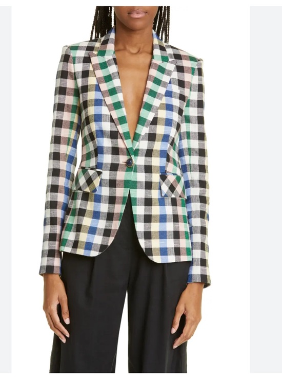 Veronica Beard Jackets & Blazers - Veronica Beard Multi-Color Gingham Single-Button Blazer